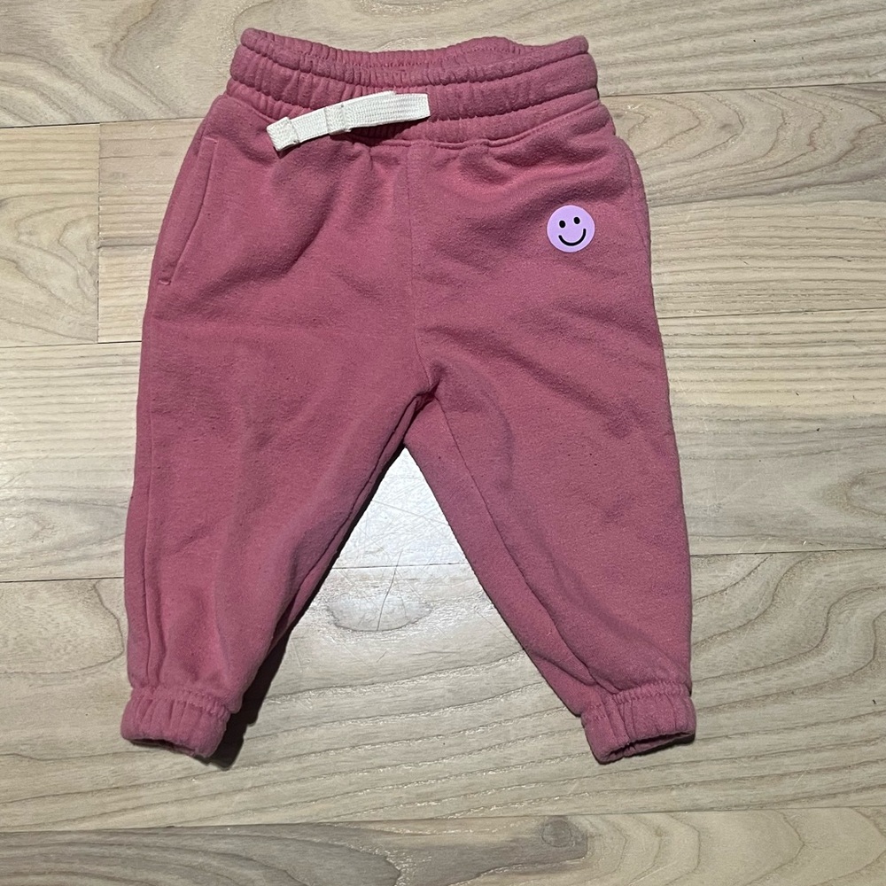 Old Navy Pink Baby Joggers Sweatpants with Smiley Face